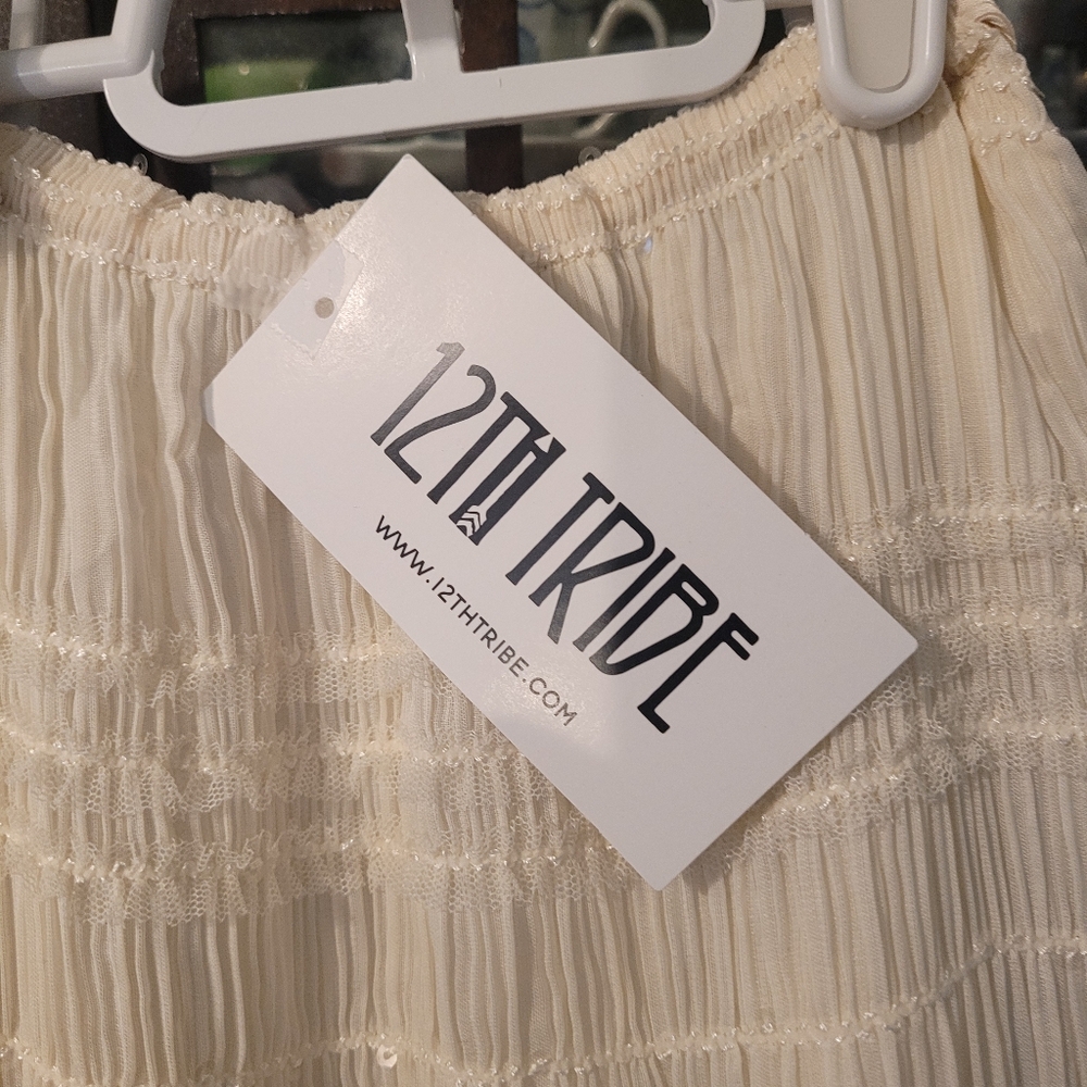 NWT Twelfth Tribe Quinn ivory shimmer dress - XL.        M39 - Picture 4 of 11